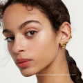 Korean Gold Plated Flower Earrings Custom Blue Zircon Earrings For Women 2021